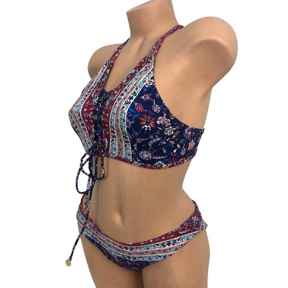 AZURA Australia Boho Multicolor‎ Paisley Print Bikini Swimsuit Set Size 6 Small - Picture 2 of 7